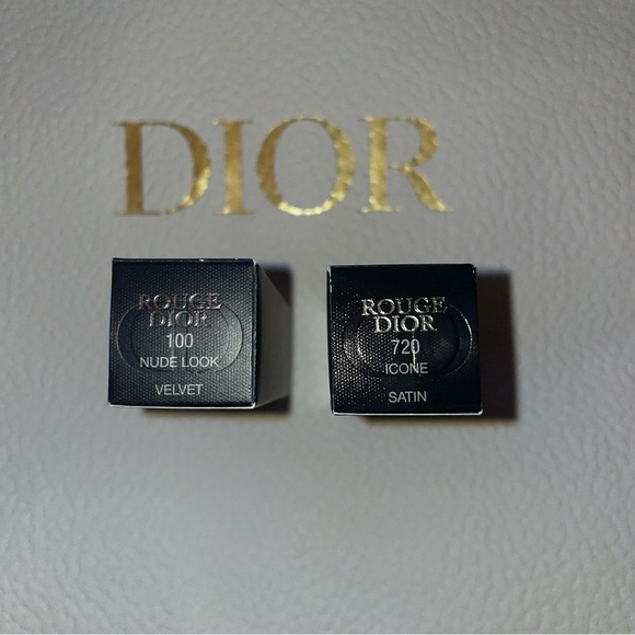 BRAND NEW x2 Dior Velvet 100 Nude Look & Satin 720 Icone Rouge Dior Lipsticks - Picture 5 of 5